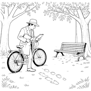 Aufmerksamer Detektiv mit Fahrrad Bastelvorlage für kleine Parkbesucher