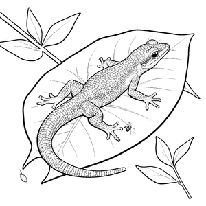Strukturierter Gecko auf Herzblatt Malbild für Naturbegeisterte