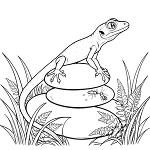 Wachsamer Gecko auf Steinen Malbild für Naturbeobachter