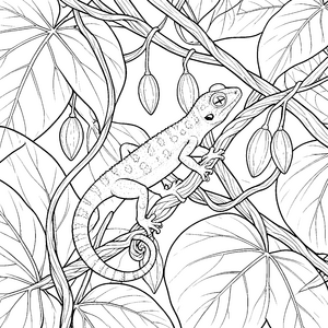 Verspielter Gecko an Ranken Bastelmotiv für Dschungelträumer