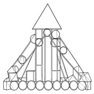 Geometrische Formenpyramide Bastelvorlage für Mathefreunde