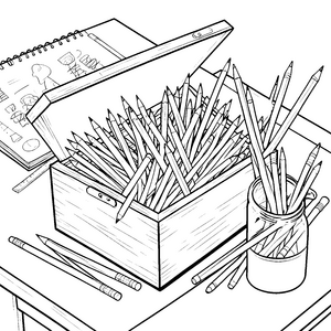 Bunter Buntstiftschatz im Notizbuch Malbild für neugierige Künstler