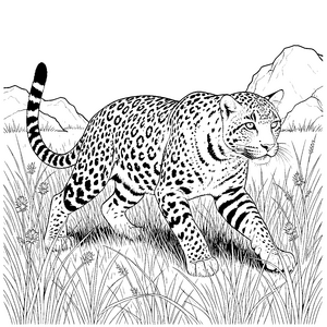 Majestätischer Leopard im Schilf Bastelmotiv für junge Gebirgsfreunde