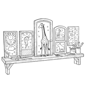 Verspielte Türschilder mit Giraffe und Esel Bastelvorlage für Tierfreunde