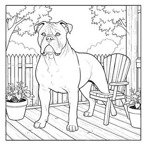 Stolzer Boxer auf der Terrasse Bastelvorlage für Terrassenbauer
