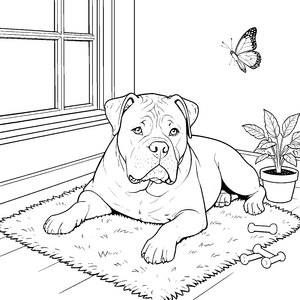 Entspannter Boxer mit Knochen Bastelmotiv für kleine Haustierfreunde
