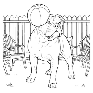 Stolzer Boxer mit Ball Ausmalbild für kleine Gartenfreunde
