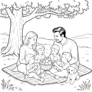 Heile Familie beim Eiersammeln Bastelmotiv für Wiesenkinder