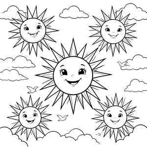 Heiteres Sonnenmeer mit Vögeln Bastelmotiv für kreative Himmelsfreunde