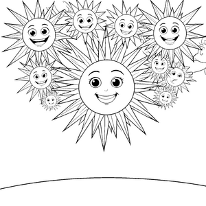 Strahlenfrohe Gesichtssonnen Bastelvorlage für kleine Sonnenanbeter