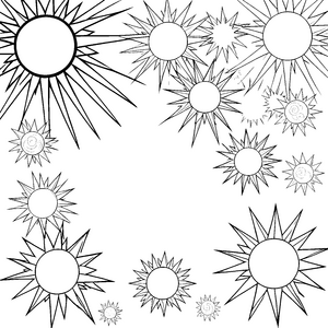Lustige Sonnen mit Gesichtern Ausmalbild für mutige Lichtkinder