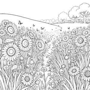 Strahlende Sommerwiese mit Sonnenblumen Bastelmotiv für neugierige Blumenbegeisterte