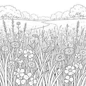 Farbenfrohe Sommerwiese mit Kleeblättern Bastelmotiv für kleine Wiesenfreunde