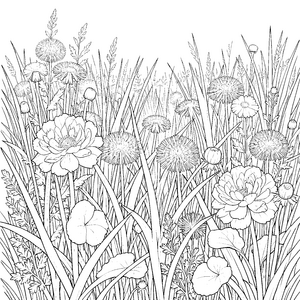 Prachtvolle Sommerwiese mit Pusteblumen Malbild für junge Naturliebhaber