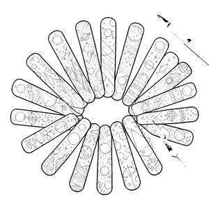 Geometrische Lesezeichen mit Mustern Ausmalbild für junge Buchstabenliebhaber