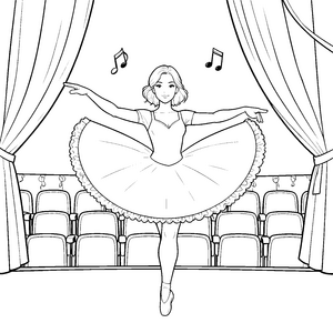 Anmutige Ballerina auf der Bühne Bastelmotiv für malfreudige Bühnenkinder