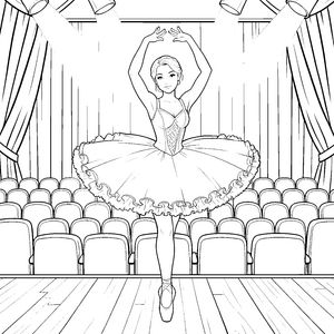 Glanzvolle Ballerina im Tutu Malbild für kleine Bühnenstars