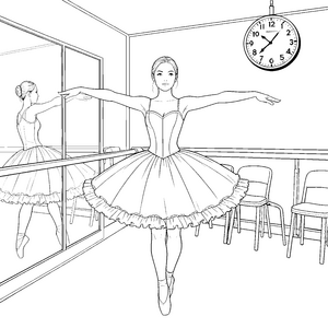 Anmutige Ballerina im Studio Bastelvorlage für Tanzbegeisterte