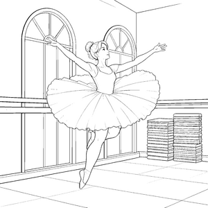 Elegante Ballerina im Studio Malbild für verträumte Bücherwürmer