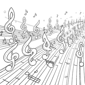 Dynamische Notenschlüssel auf Notenlinien Malbild für Melodiesucher