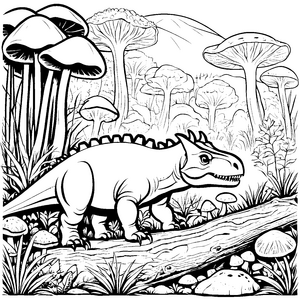 Wacholderartiger Pachycephalosaurus auf Baumstamm Bastelmotiv für fröhliche Waldfreunde