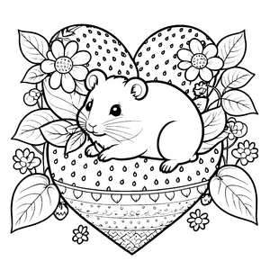 Bezaubernder Kawaii-Hamster in der Erdbeere Malbild für verträumte Naturfreunde