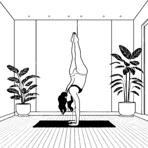 Ruhige Yoga Übung mit Zimmerpflanzen Ausmalvorlage für verträumte Pflanzenfreunde