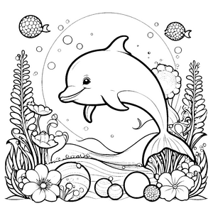 Niedlicher Kawaii-Delfin mit Blasen-Bastelmotiv für verträumte Wasserbewohner