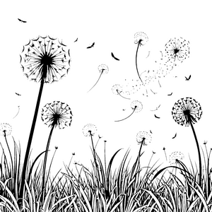 Zauberhafte Pusteblumen mit fliegenden Schmetterlingen Bastelmotiv für kreative Naturfreunde