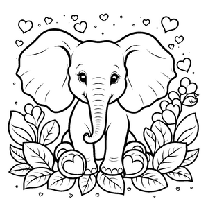 Herzlicher Elefant mit Beeren Ausmalbild für mutige Naturfreunde
