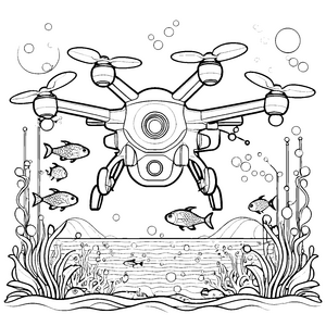 Faszinierende Unterwasserdrohne mit Fischen Bastelvorlage für verträumte Meeresforscher