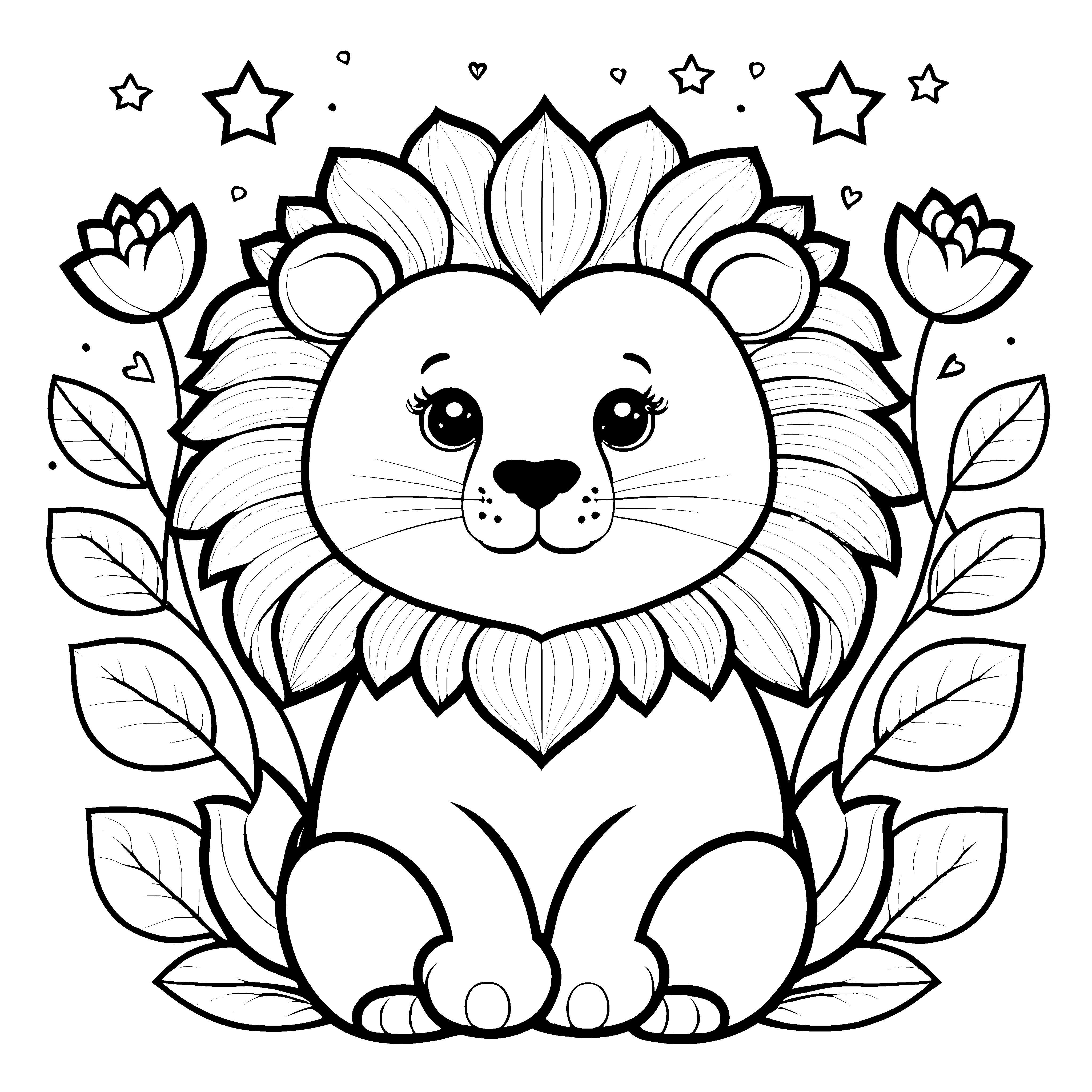 Lieber Löwe mit Blumenranken Bastelmotiv für kreative Pflanzenfreunde