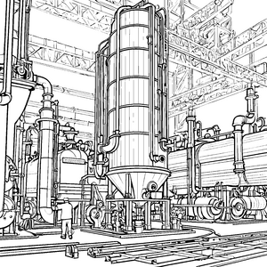 Riesiger Kesselflicker an Industrieanlagen Bastelvorlage für kleine Ingenieure