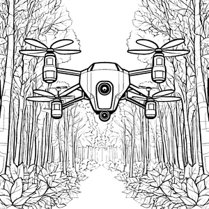 Abenteuerliche Drohne im Wald Malvorlage für malfreudige Waldwächter