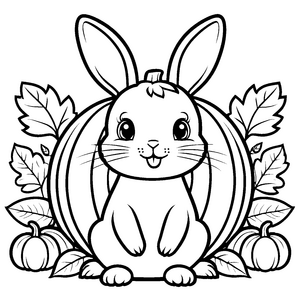 Verspieltes Kawaii Kaninchen mit Blättern Bastelmotiv für mutige Herbstfreunde