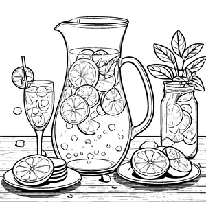 Erfrischende Limonade mit Zitronenscheiben Bastelmotiv für neugierige Durstlöscher