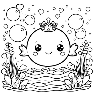 Verspielter Fisch mit Kawaii-Herzen Malbild für verträumte Meeresbewohner
