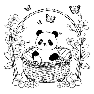 Bezaubernder Panda im Eierkorb Bastelvorlage für kleine Schmetterlingsfreunde