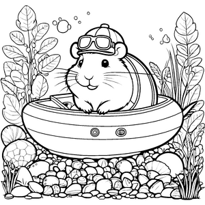 Tapferer Hamster im U-Boot Ausmalvorlage für junge Tiefseefahrer