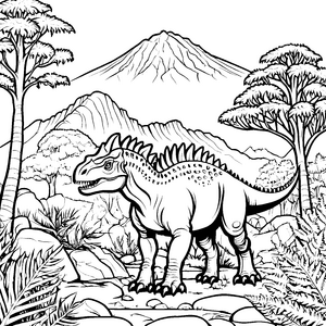 Stolzer Pachycephalosaurus mit Rückenstacheln Malbild für neugierige Urweltforscher