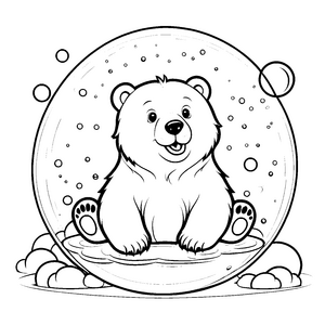Träumender Kawaii Eisbär in Seifenblasen Bastelvorlage für Wolkenschweber