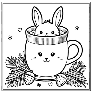 Süßer Hase in Katzen-Tasse Bastelmotiv für kleine Winterträumer