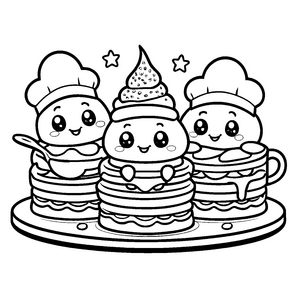 Herzliche Waffeln mit Sahnehaube Ausmalbild für malfreudige Konditoren
