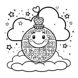 Sanfte Waffel auf Wolke Ausmalvorlage für fröhliche Wolkenträumer
