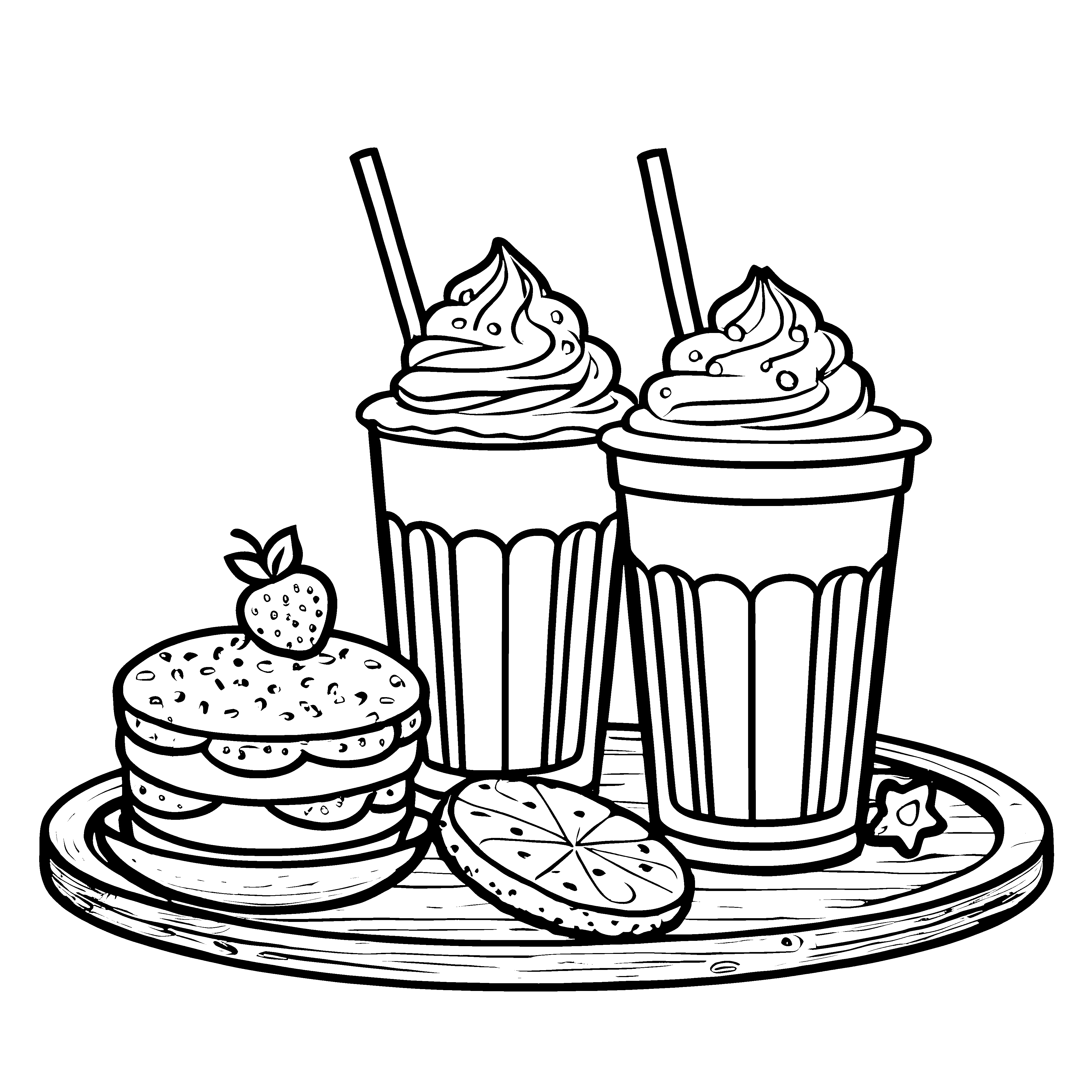 köstliche Milchshakes mit Schichtkuchen Ausmalbild für neugierige Naschbegeisterte