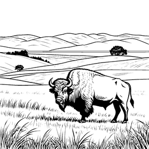 Kraftvoller Bison auf Grasland Bastelmotiv für mutige Weidenkinder