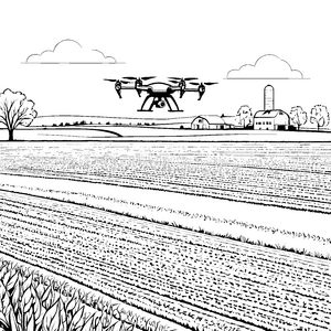 Beeindruckende Drohne über dem Bauernhof Malvorlage für neugierige Landwirte