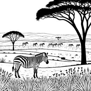 Wunderschöne Zebras unter Akazien Bastelmotiv für fröhliche Savannenkinder