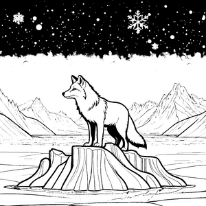 Abenteuerlicher Polarfuchs auf Eisberg Bastelvorlage für mutige Schneeflockenjäger