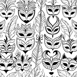 Prunkvolle Blumenmasken Ausmalbild für malfreudige Festvielfalt